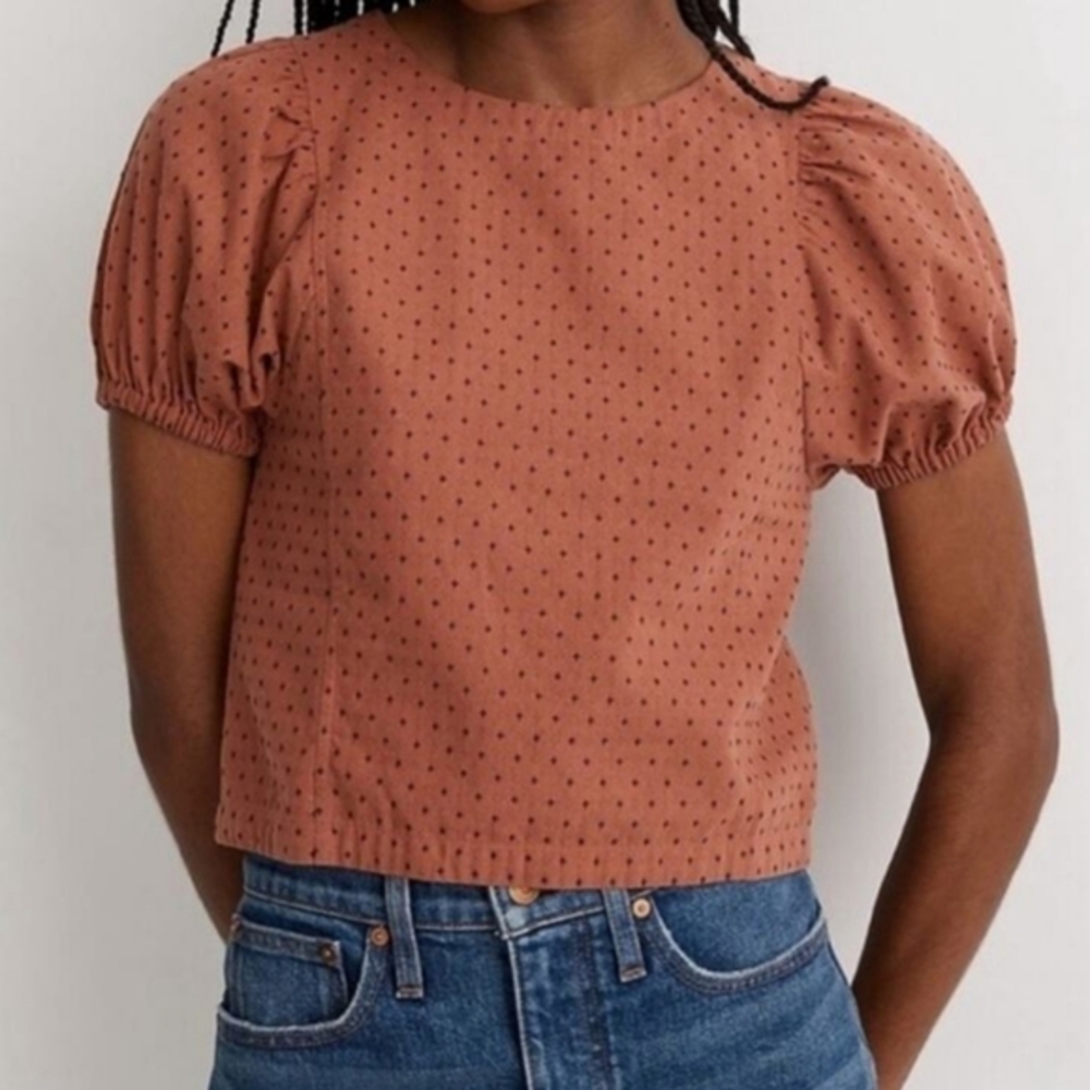 Madewell jacquard puff sleeve shirt